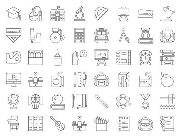 Conjunto Iconos Relacionados Con Escuela Educación — Vector de stock