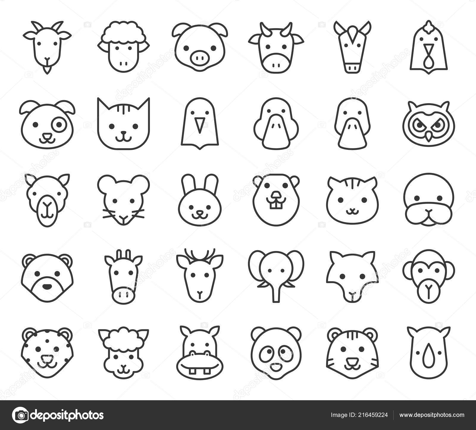 Cute Animal Face Included Farm Forest African Animals Filled ...