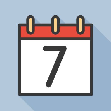 Takvim basit simge vektör çizim ve ayın 7 tarihi ile