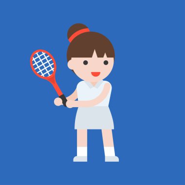 tenisçi raket ile vektör çizim 