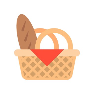 sepet ve vektör çizim ekmek izole üzerinde beyaz arka plan