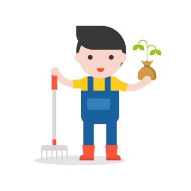 Beyaz arka plan üzerinde çiftçi vektör çizim