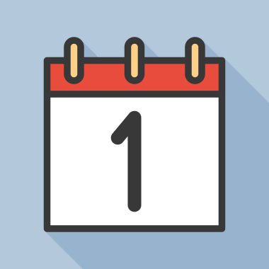 Takvim basit simge vektör çizim ve ayın 1 tarihi