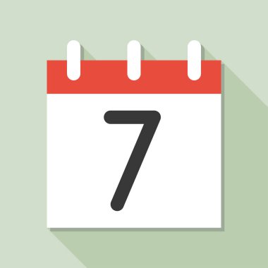 Takvim basit simge vektör çizim ve ayın 7 tarihi ile