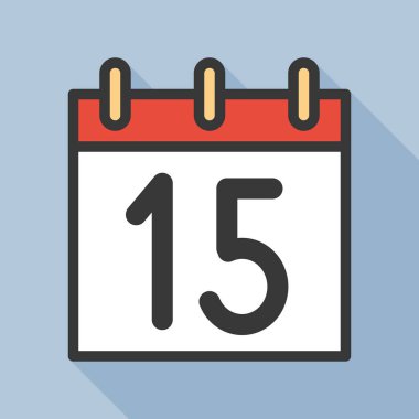 Takvim basit simge vektör çizim ve ayın 15 tarihi ile