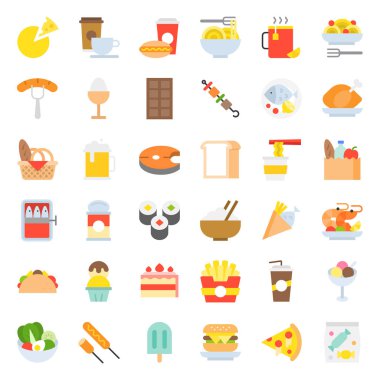 Beyaz arka plan üzerinde izole set gıda vektör çizim