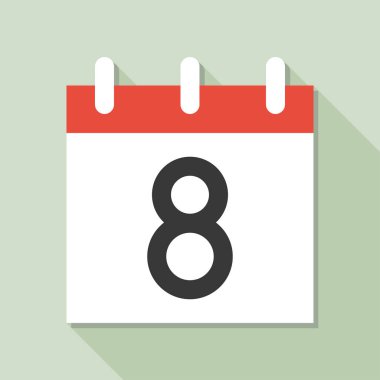 Takvim basit simge vektör çizim ve ayın 8 tarihi ile