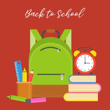 renkli okul donanımları, okul kavramı başa vektör çizim 