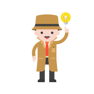 Dedektif beyaz arka plan üzerinde vektör çizim