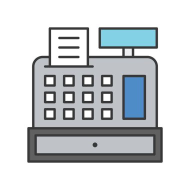 Kasiyer makinenin, vektör çizim basit simgesi