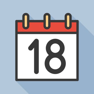 Takvim basit simge vektör çizim ve ayın 18 tarihi ile