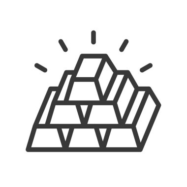 yığın altın külçeleri, vektör çizim basit simgesi