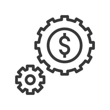 dişliler ve dolar işareti, vektör çizim basit simgesi