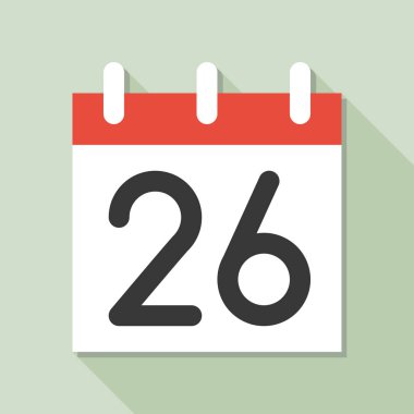 Takvim basit simge vektör çizim ve ayın 26 tarihi ile