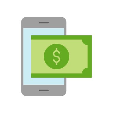 smartphone ve dolarlık banknot, vektör çizim basit simgesi