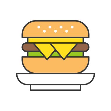 Beyaz arka plan üzerinde izole plaka simgesi burger vektör çizim