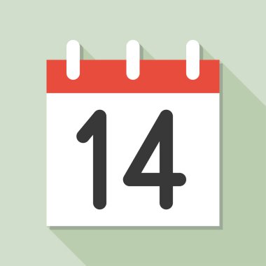 Takvim basit simge vektör çizim ve ayın 14 tarihi ile