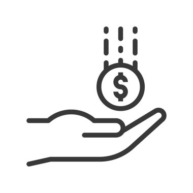 El ve düşen para, vektör çizim basit simgesi