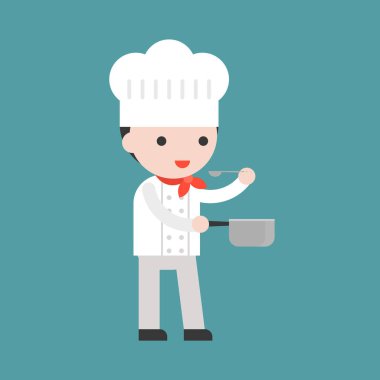 Şef beyaz Şef şapkalı vektör çizim