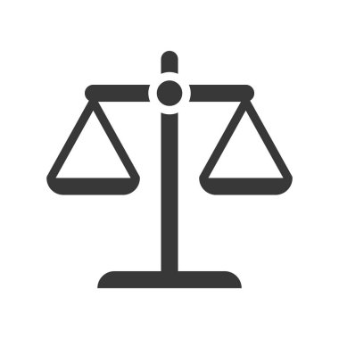beyaz izole adalet ölçekler basit siyah beyaz simgesi