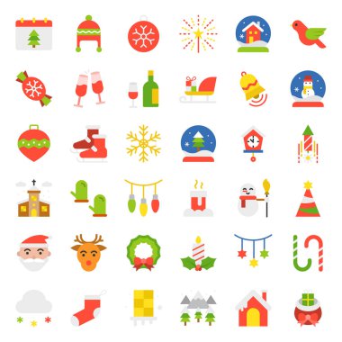 Neşeli Noel renk düz tasarım vektör çizim