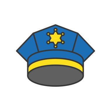 Beyaz arka plan üzerinde izole polis kavramı simge vektör çizim