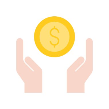 eller ve doları para, vektör çizim basit simgesi