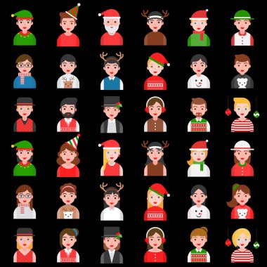 Neşeli Noel renk düz tasarım vektör çizim