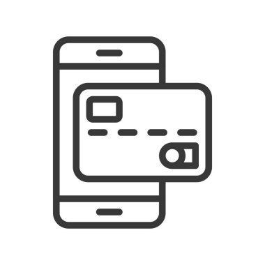 akıllı telefon ile kredi kartı, vektör çizim basit simgesi