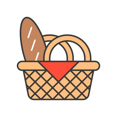 ekmek sepeti simgesi beyaz arka plan üzerinde izole vektör çizim