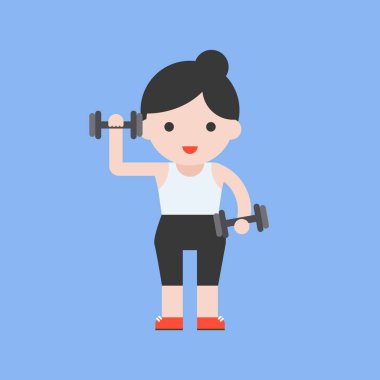 sevimli karakter ve dumbell set, düz tasarım kaldırma ağırlık