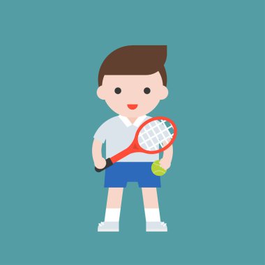 tenisçi raket ile vektör çizim 