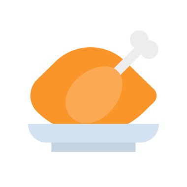 Beyaz arka plan üzerinde izole tabakta tavuk ile renkli öğle yemeği vektör çizim