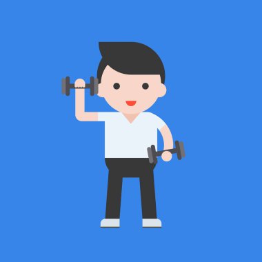 sevimli karakter ve dumbell set, düz tasarım kaldırma ağırlık