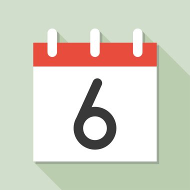 Takvim basit simge vektör çizim ve ayın 6 Tarih ile