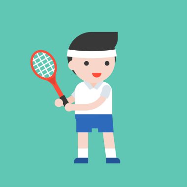 tenisçi raket ile vektör çizim 
