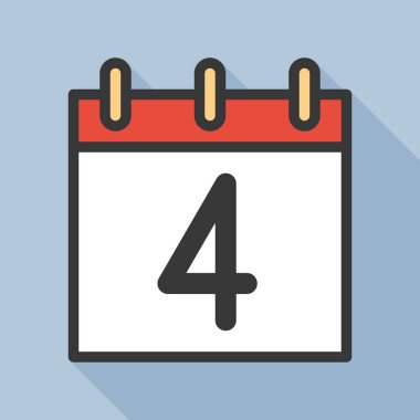 Takvim basit simge vektör çizim ve ayın 4 tarihi ile