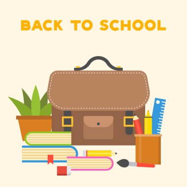 renkli okul donanımları, okul kavramı başa vektör çizim 