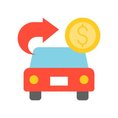 araba ve doları para, vektör çizim basit simgesi