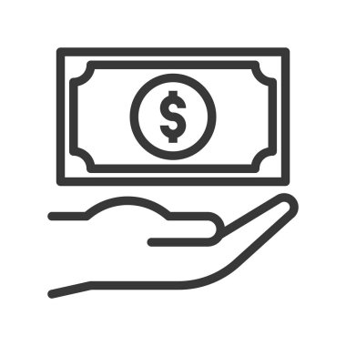 dolar ve el, vektör çizim basit simgesi