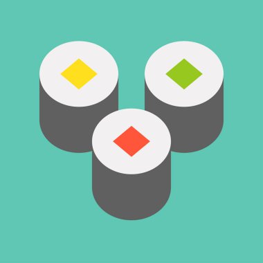 Suşi renkli arka plan üzerinde vektör çizim 