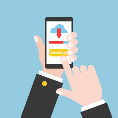 download akıllı mavi zemin üzerine basarak işadamı resim kırpılmış