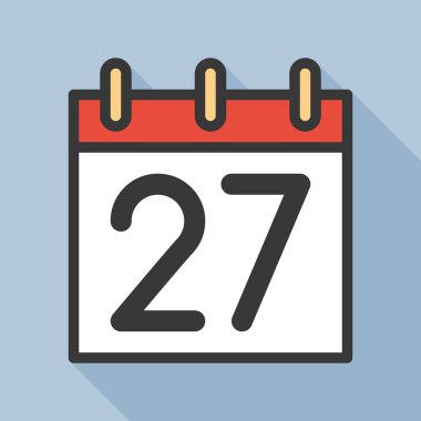 Takvim basit simge vektör çizim ve ayın 27 tarihi ile