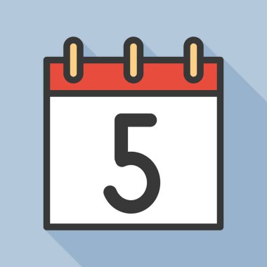 simple icon of calendar with 5 date of month, vector illustration