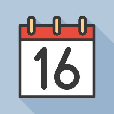 Takvim basit simge vektör çizim ve ayın 16 tarihi ile