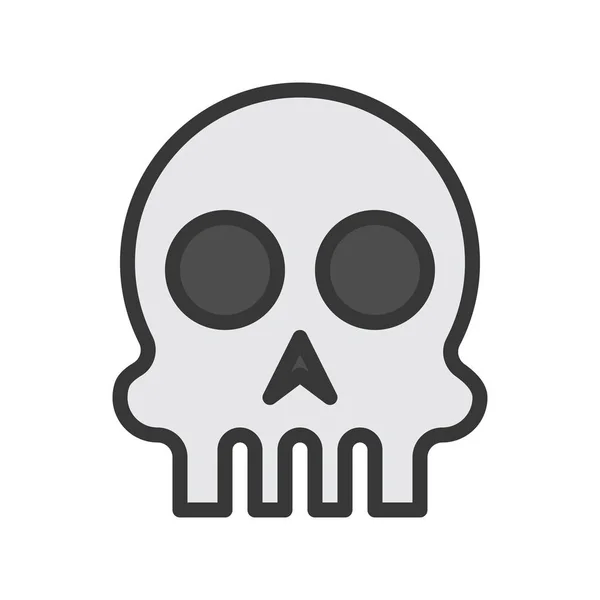 Cráneo Humano Halloween Icono Carácter Editable Golpe — Vector de stock