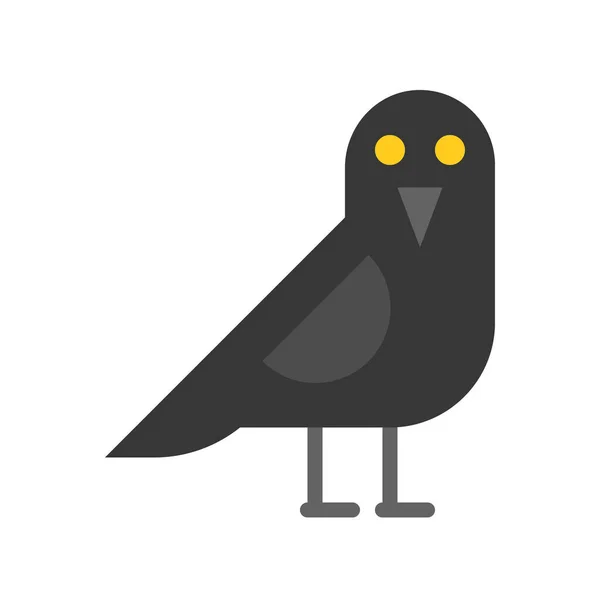 Icône Oiseau Corbeau Mignon Caractère Halloween — Image vectorielle