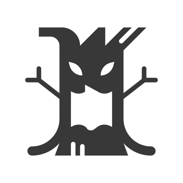 Gruselige Baum Halloween Zeichen Design Ikone Editierbarer Strich — Stockvektor