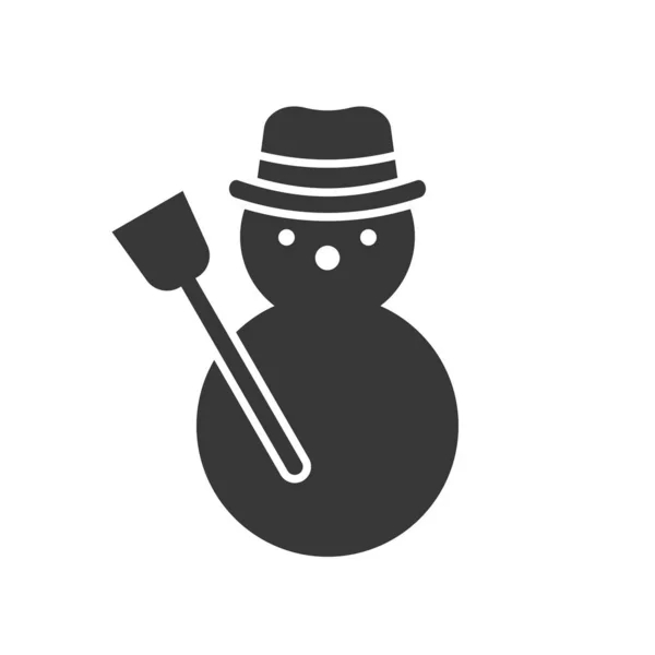 Schneemann Weihnachts Und Winterthema Glyphen Stil — Stockvektor