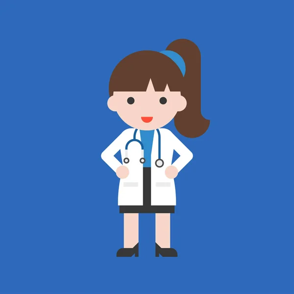 Femme Médecin Avec Stéthoscope Sur Fond Bleu — Image vectorielle